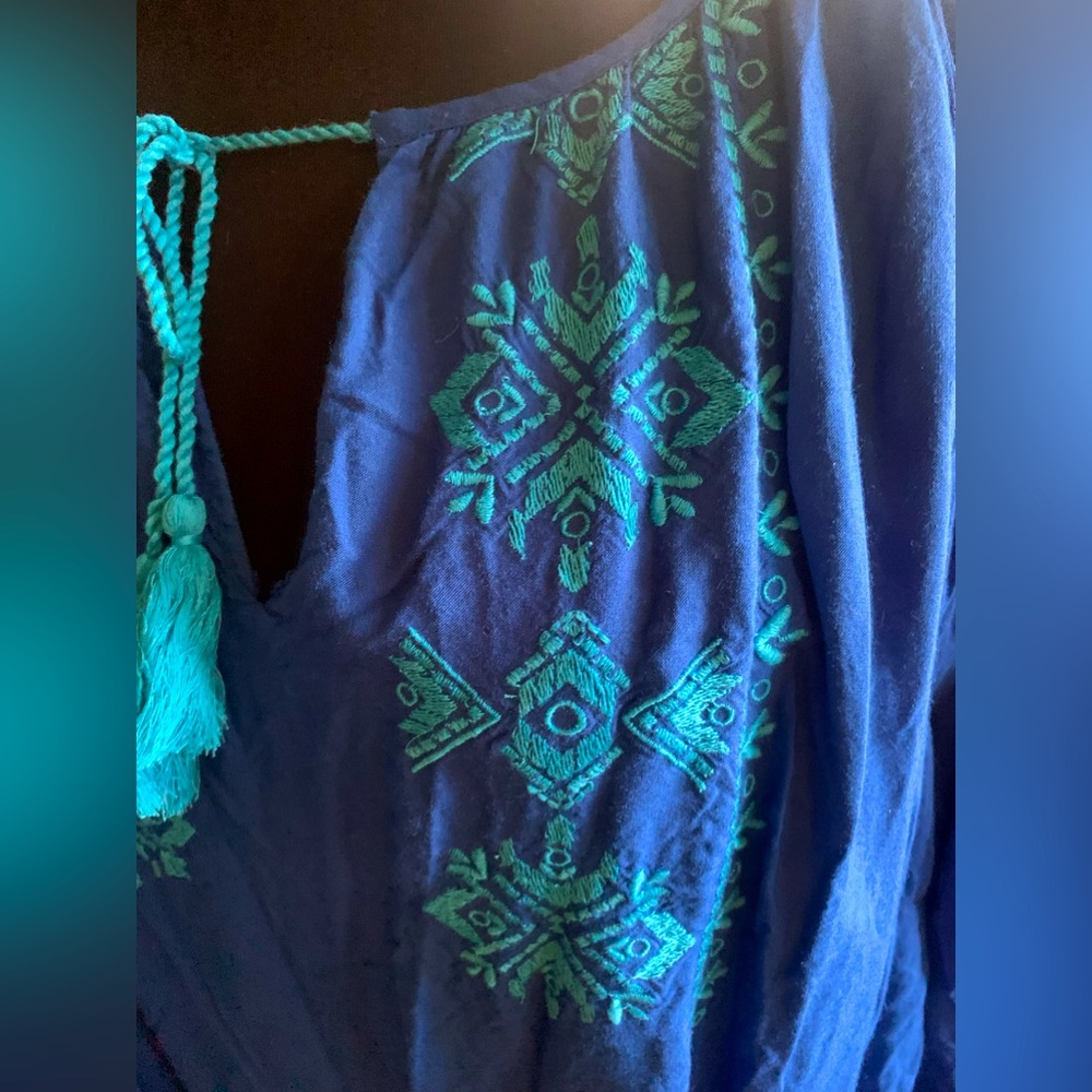 D/C Jeans Embroidered Peasant Blouse 4X